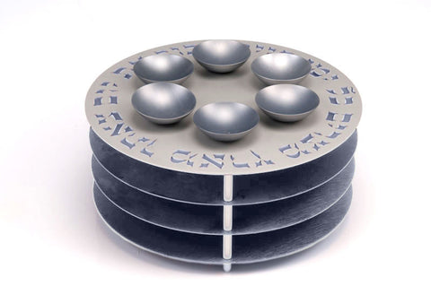 SEDER PLATE 3 LEVELS - SEDER-PLATE-002 - Agayof Judaica