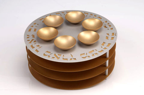 SEDER PLATE 3 LEVELS - SEDER-PLATE-005 - Agayof Judaica